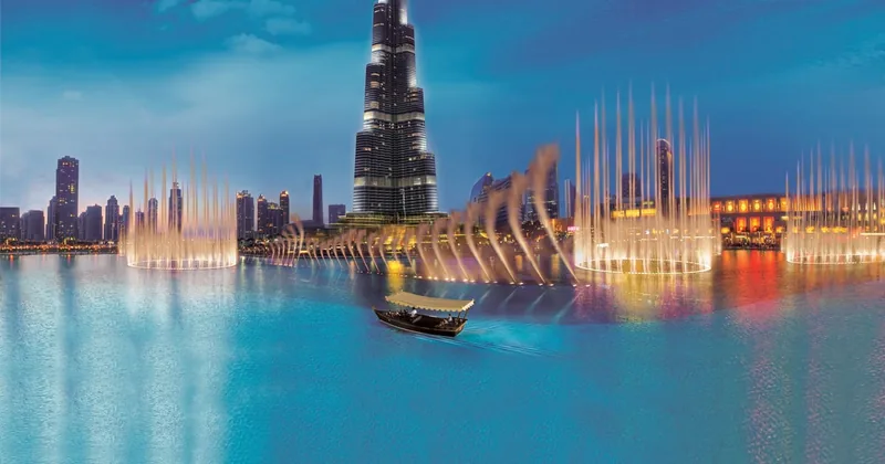 Abra-Fahrt auf dem Burj Lake & Fontänenshow